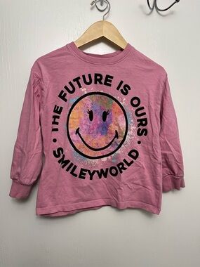 Zara Pink Long-Sleeve Smileyworld Graphic Tee